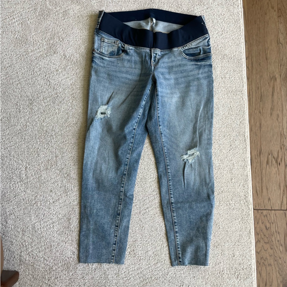 NWOT maternity Old Navy Blue Jeans with Distressed Details